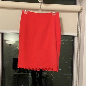 Coral Mid-Length Pencil Skirt